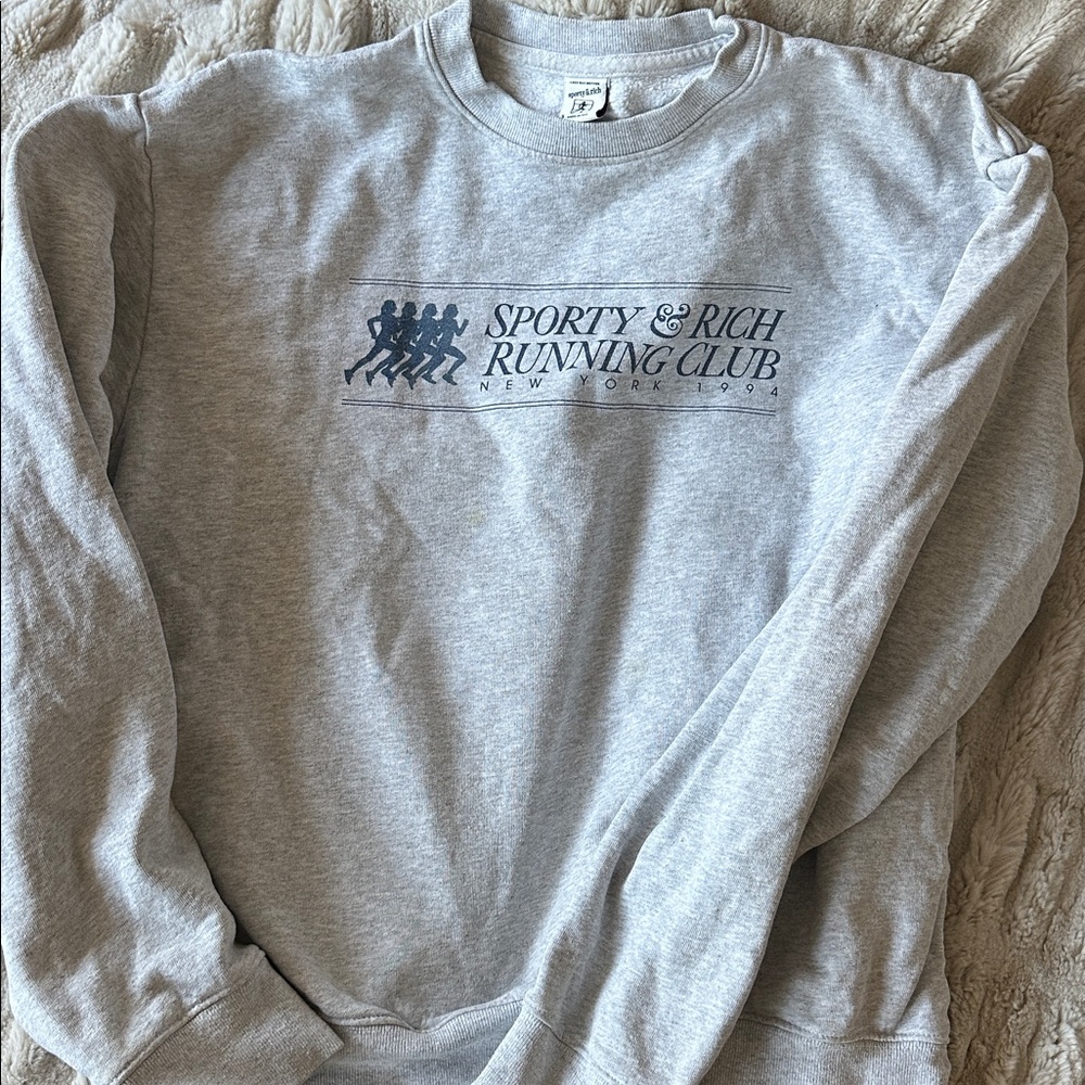 Sporty & Rich Heather Gray Crewneck Sweater